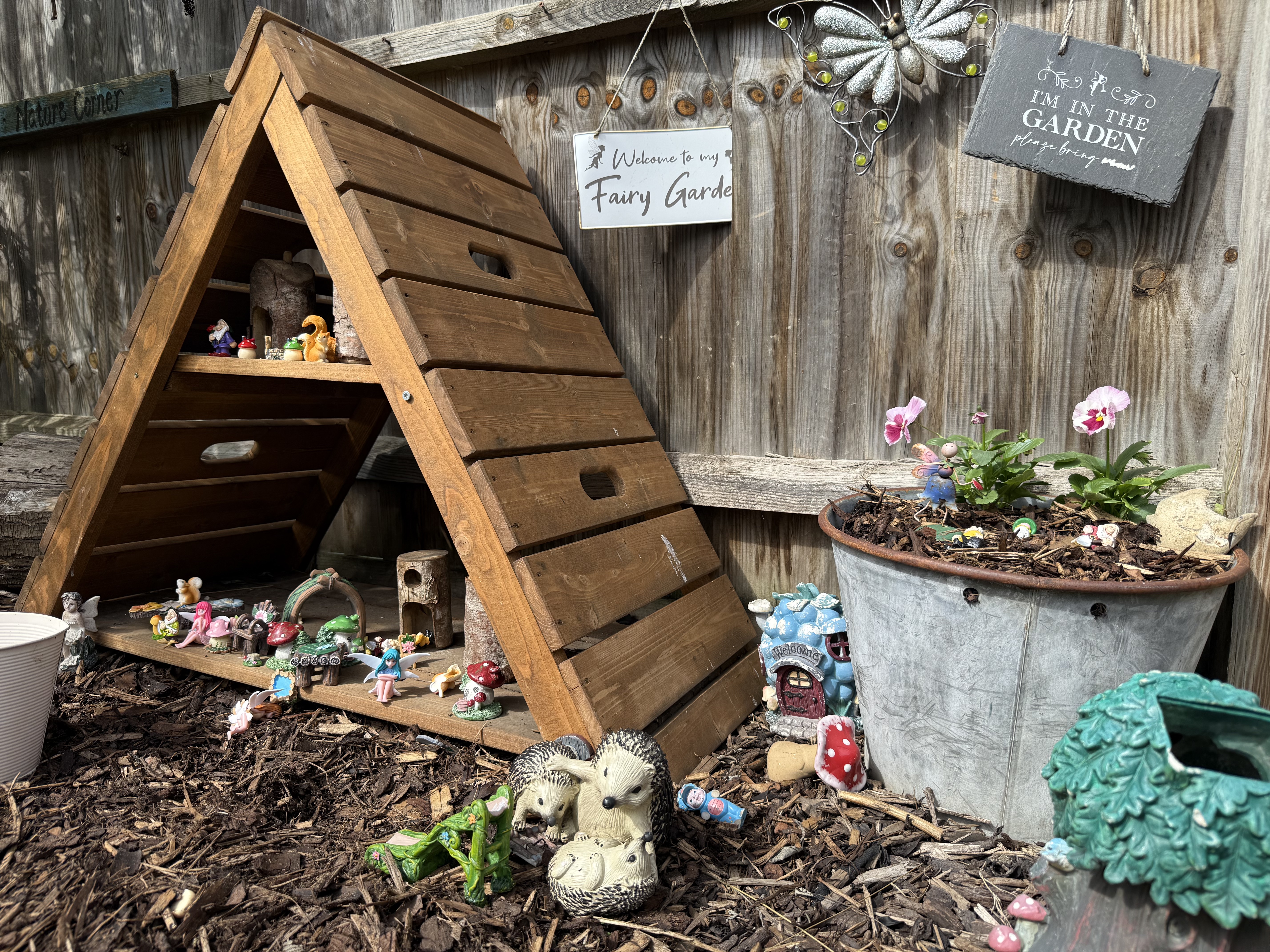 A fairy garden built in a preschool garden