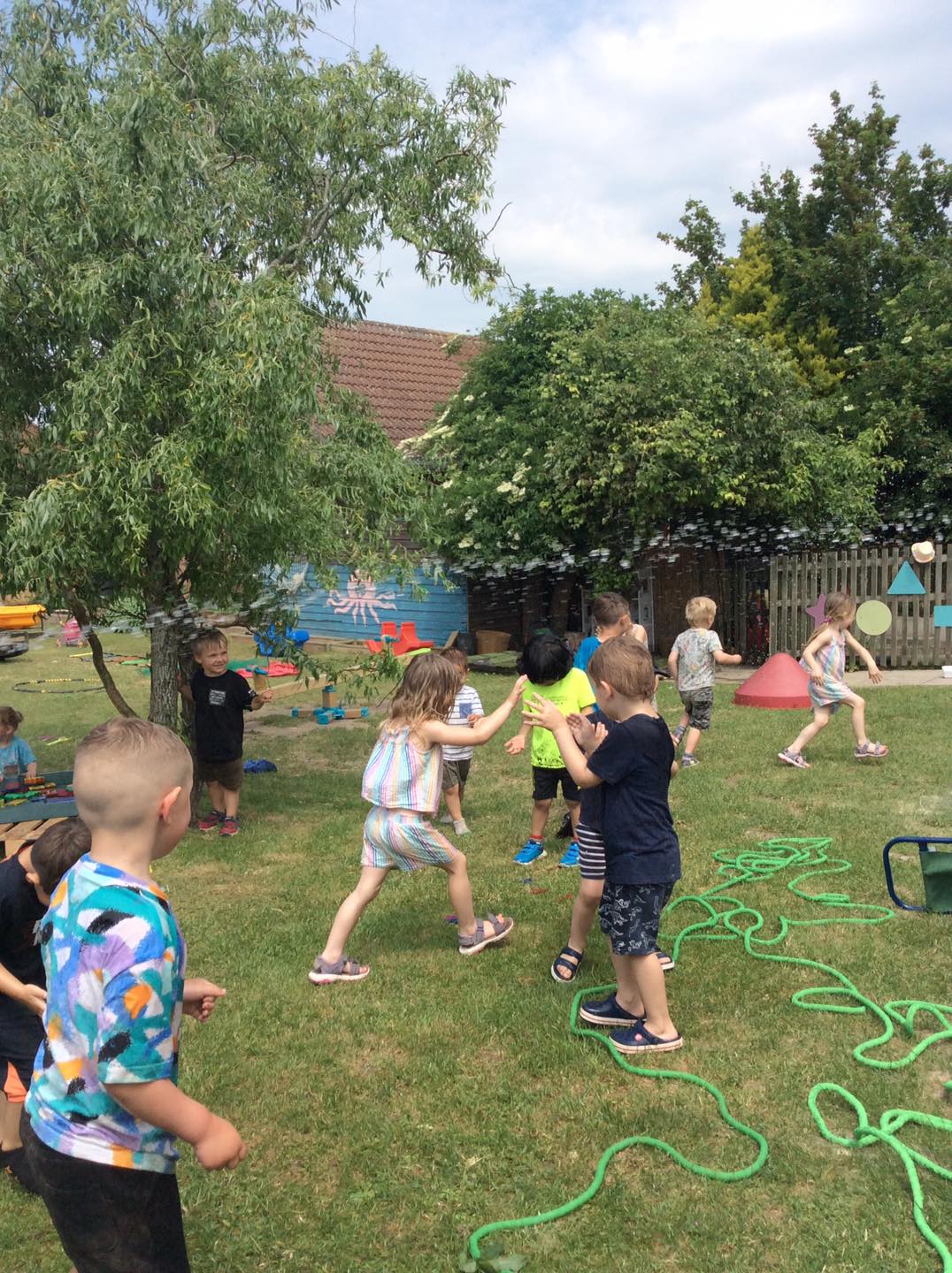 Children running and playing outside